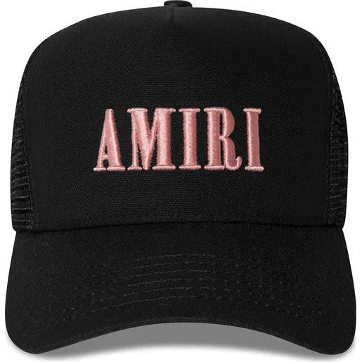 Amiri Core Logo Trucker Hat 'Black/Peach' - Lucid Soles