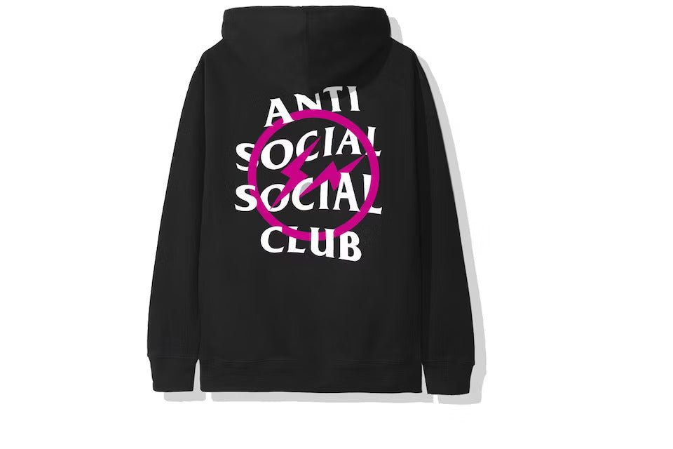 Anti Social Social Club x Fragment Pink Bolt Hoodie (FW19) Black - Lucid Soles