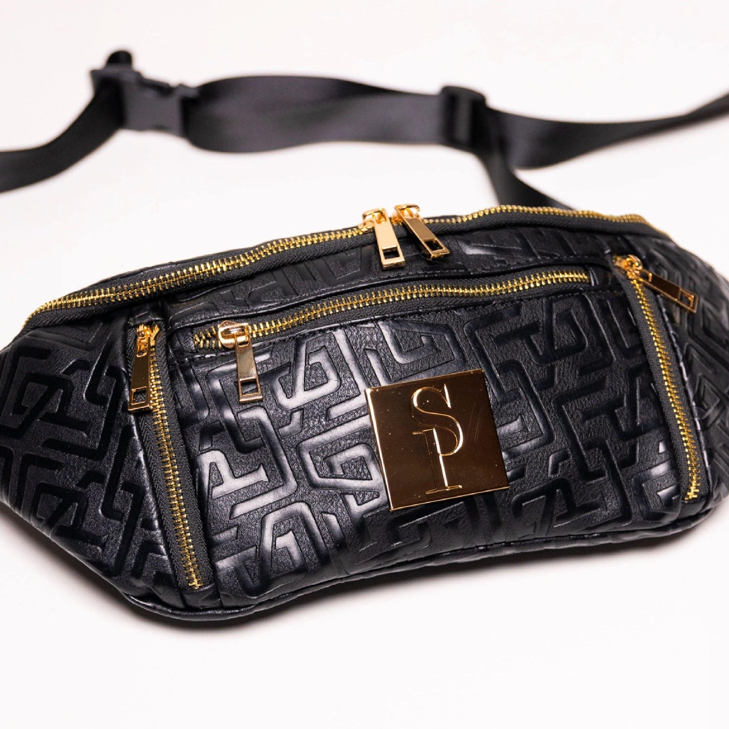 Black Monogram Leather Crossbody Bag - Lucid Soles