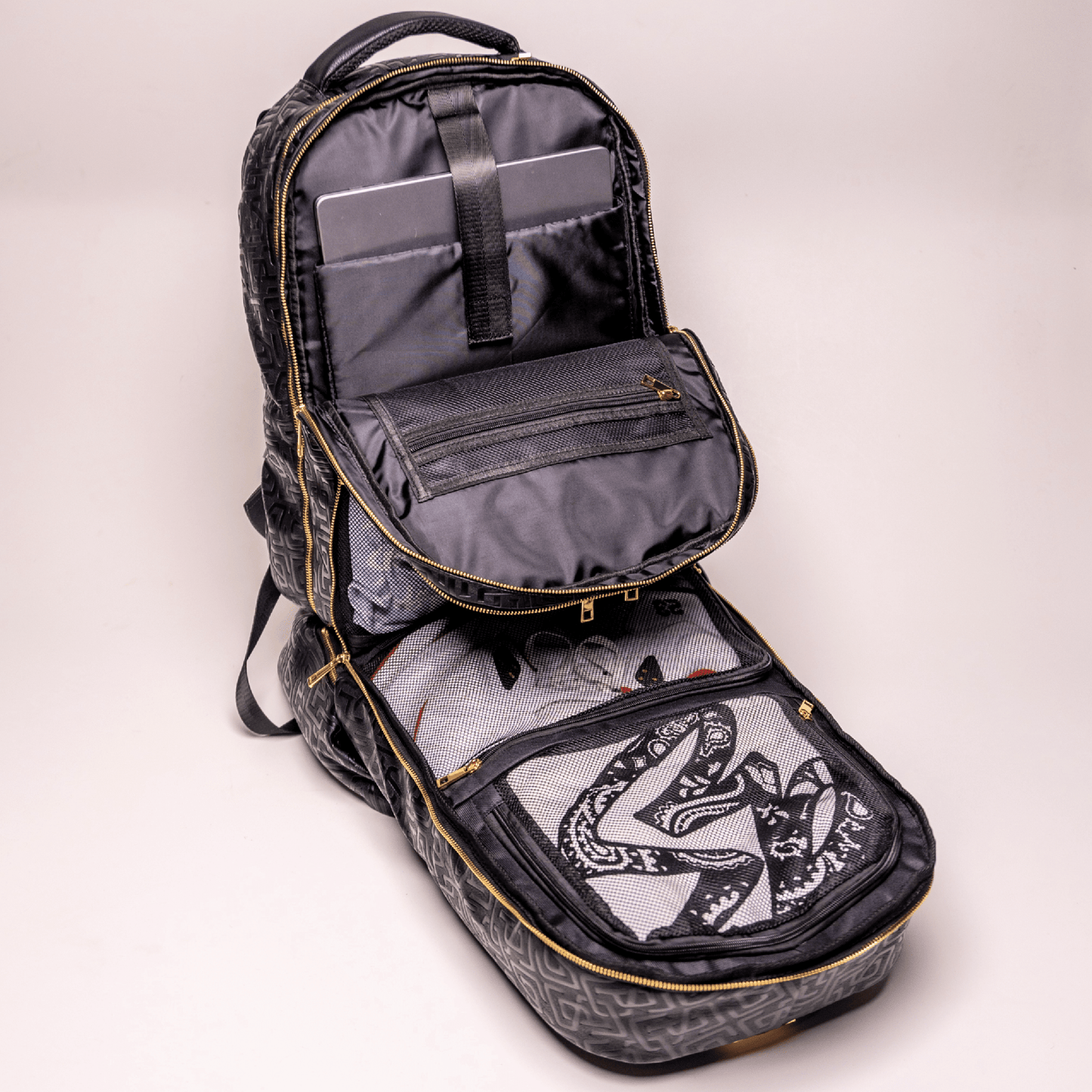 Black Monogram Leather Carry - On Backpack (Patented Signature Design) - Lucid Soles