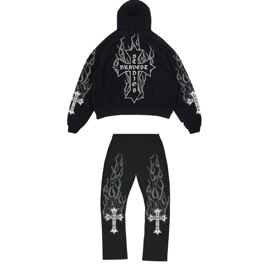 Bravest Flames Sweatsuit (Grey) - Lucid Soles