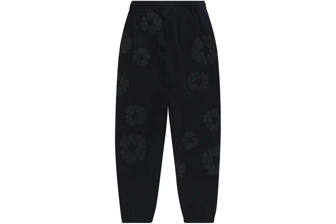 Denim Tears Cotton Wreath Sweatpants Black Monochrome - Lucid Soles