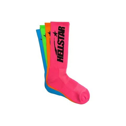 Hellstar Logo Socks (4 Pack) Neon - Lucid Soles