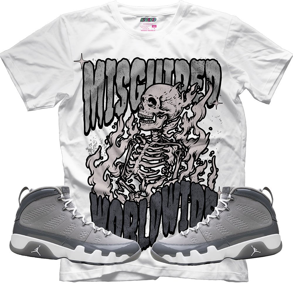 Misguided WRLDWIDE (Air Jordan 9 Cool Grey) T-Shirt - Lucid Soles
