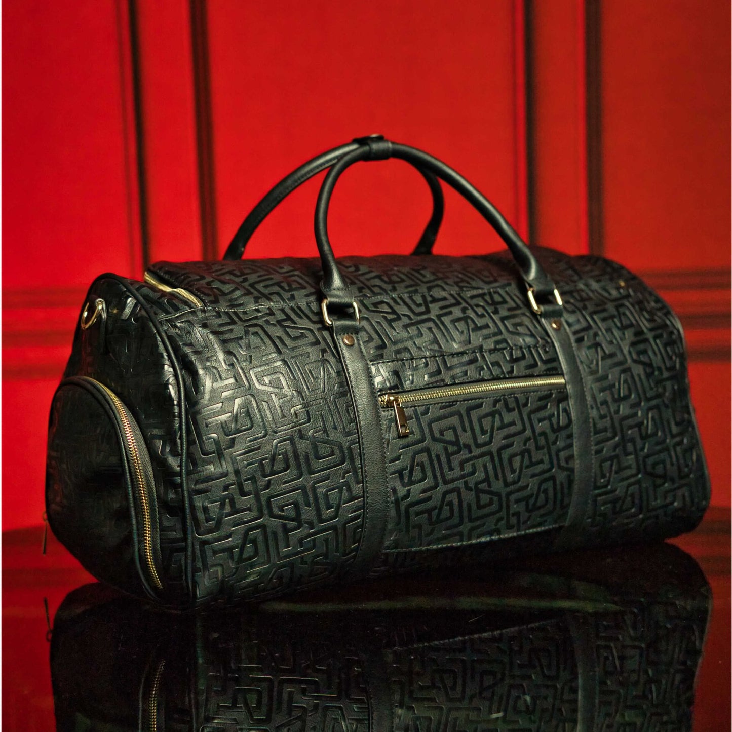 Black Monogram Leather Duffle Bag (150 Made) - Lucid Soles