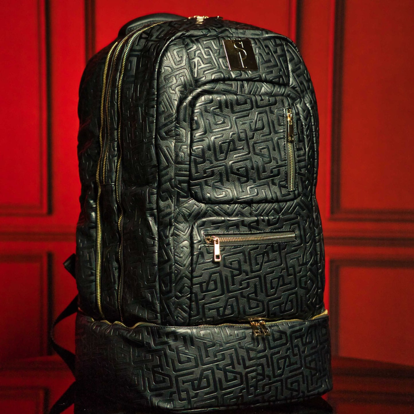 Black Monogram Leather Carry - On Backpack (Patented Signature Design) - Lucid Soles