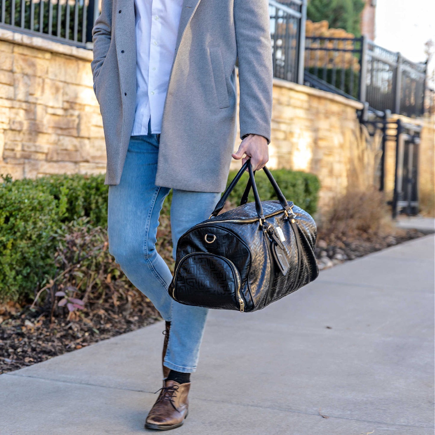 Black Monogram Leather Duffle Bag (150 Made) - Lucid Soles