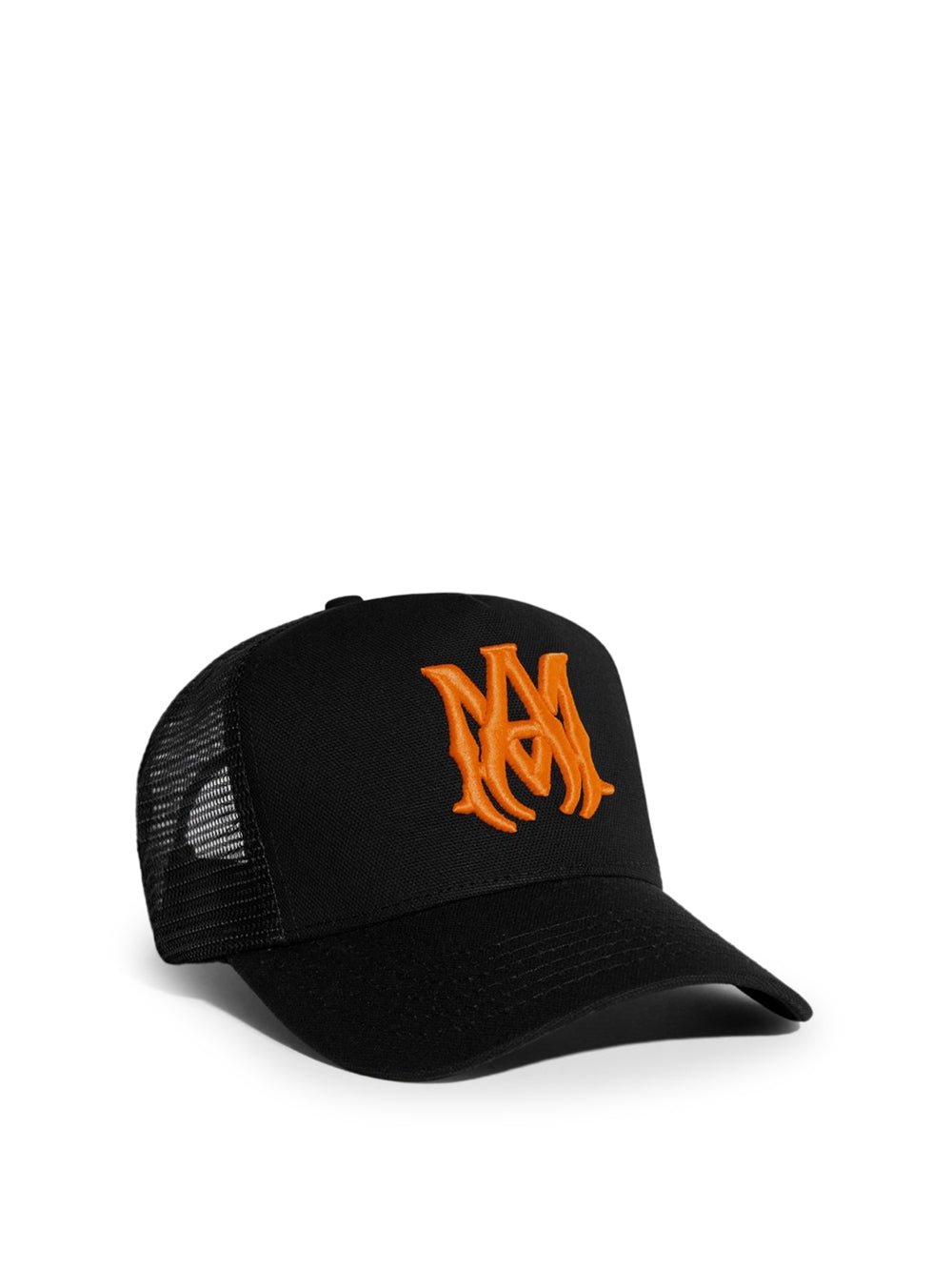Amiri M Logo Trucker Hat 'Black/Orange' - Lucid Soles