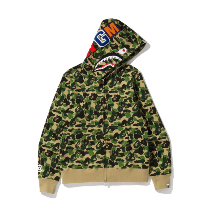 BAPE ABC CAMO SHARK FULL ZIP HOODIE (GREEN) - Lucid Soles
