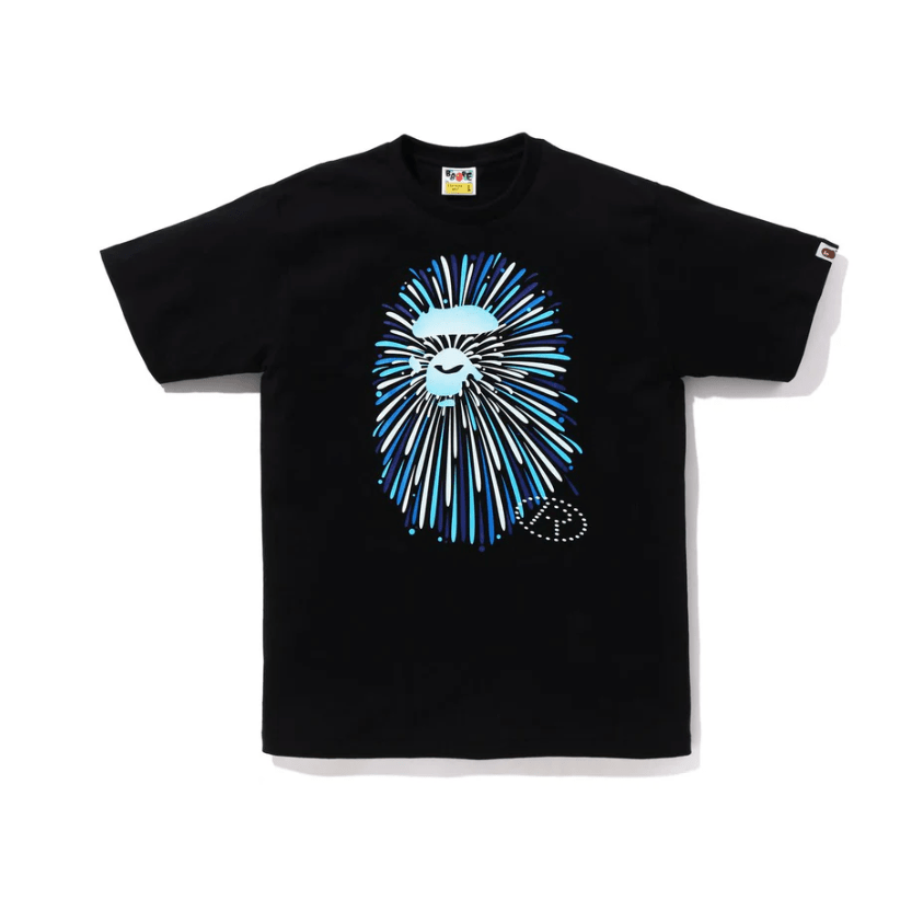 BAPE Ape head Glow Firework tee (Black/Blue) - Lucid Soles