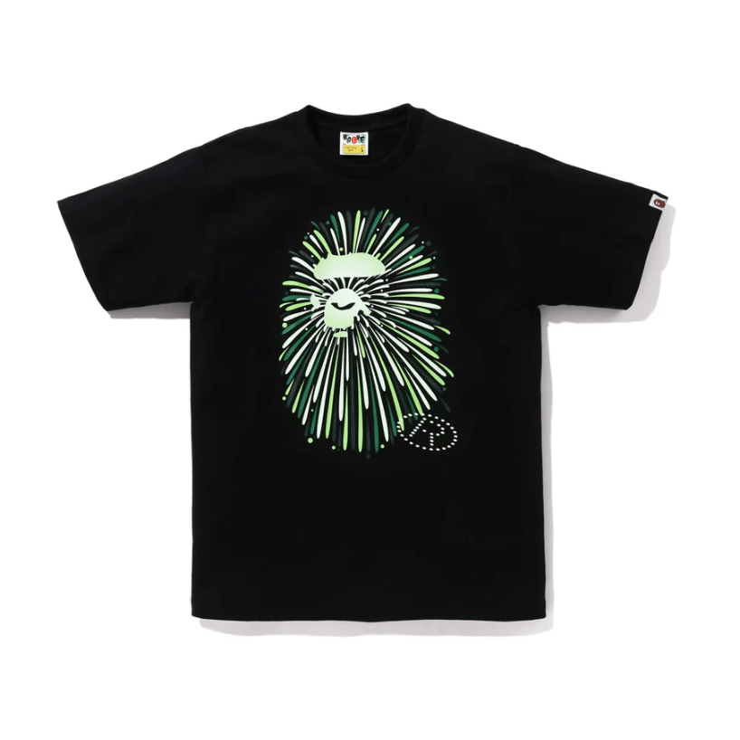 BAPE Ape head Glow Firework tee (Black/Green) - Lucid Soles