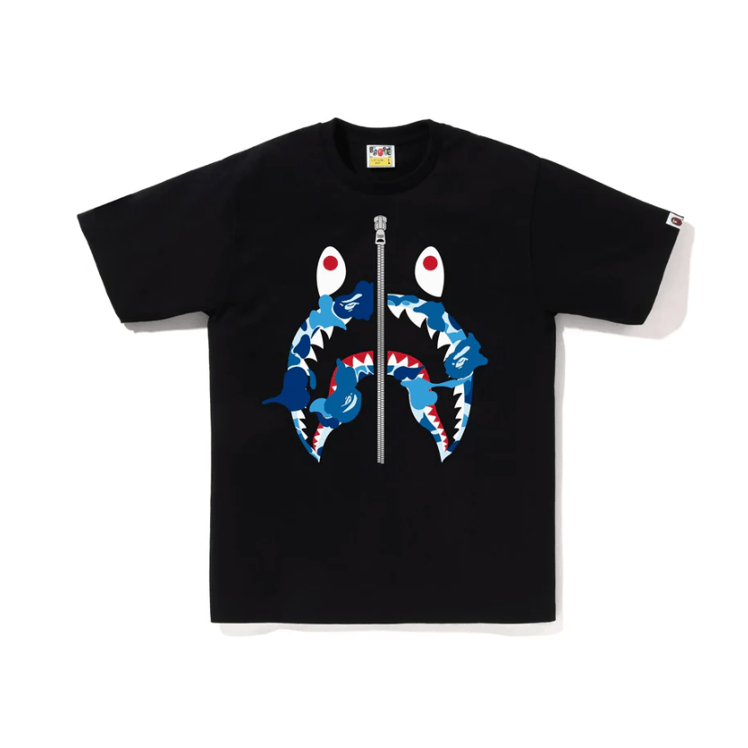 BAPE ABC CAMO REBUILD SHARK TEE (Black/Blue) - Lucid Soles