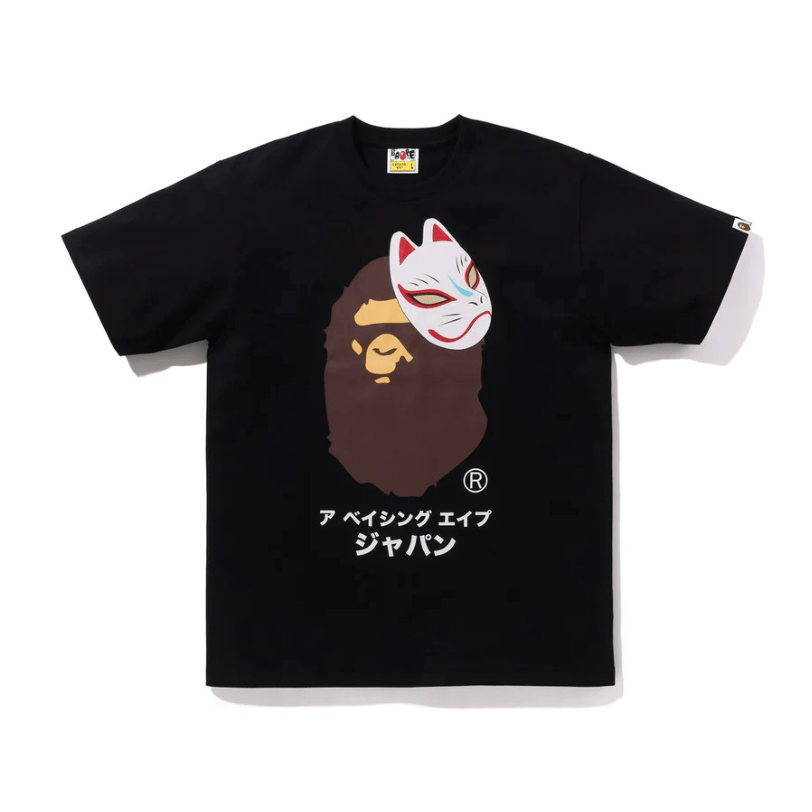 BAPE JAPANESE FOX MASK TEE TEE (BLACK) - Lucid Soles