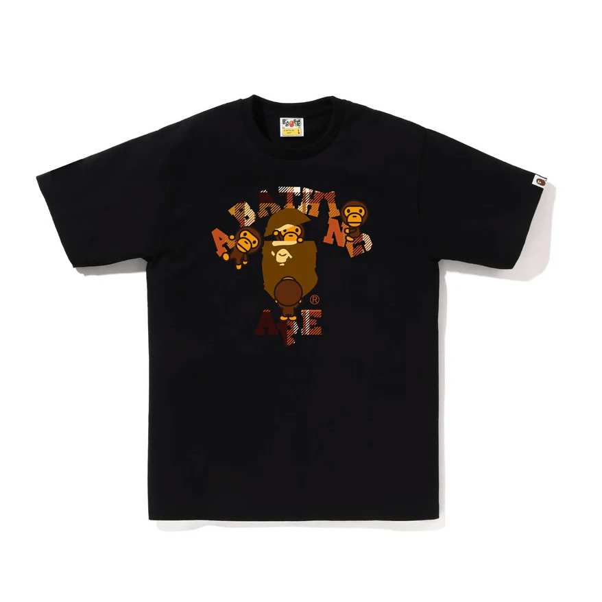 BAPE CHECK COLLEGE MILO TEE (Black) - Lucid Soles