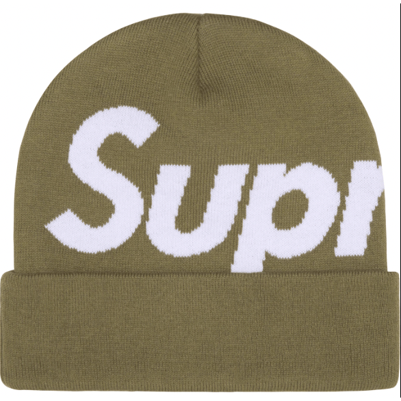 Supreme Big Logo Beanie (FW22) Light Olive - Lucid Soles