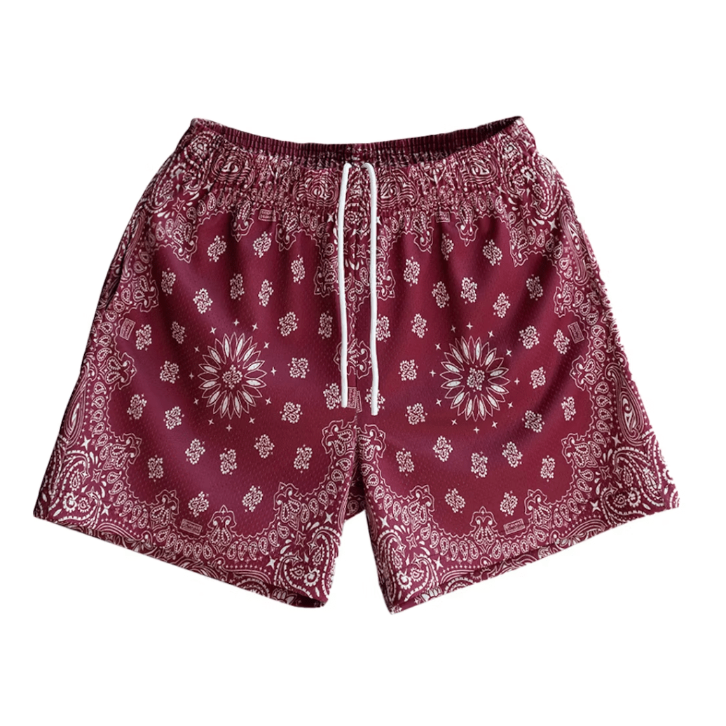 Bravest Studios Paisley Cream Burgundy Shorts - Lucid Soles
