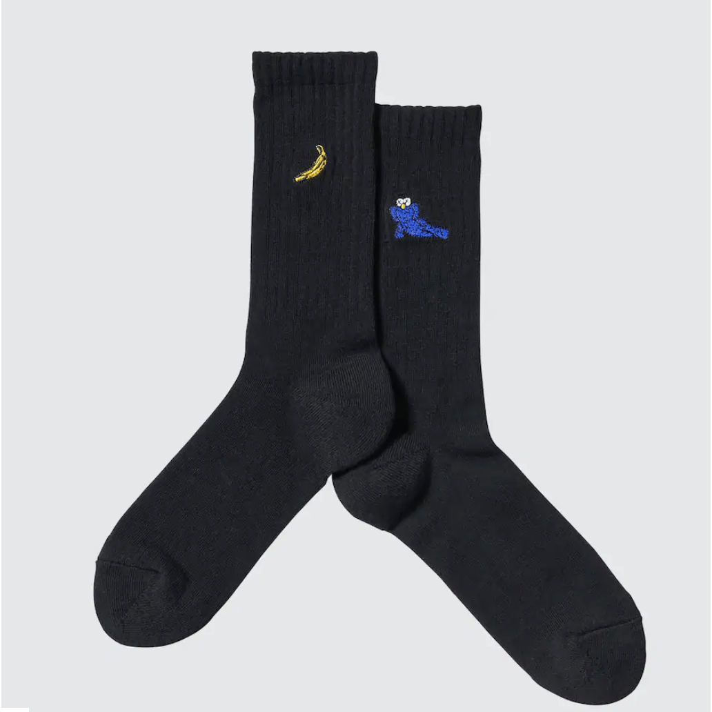 KAWS x Uniqlo Warhol Black UT Socks Banana - Lucid Soles