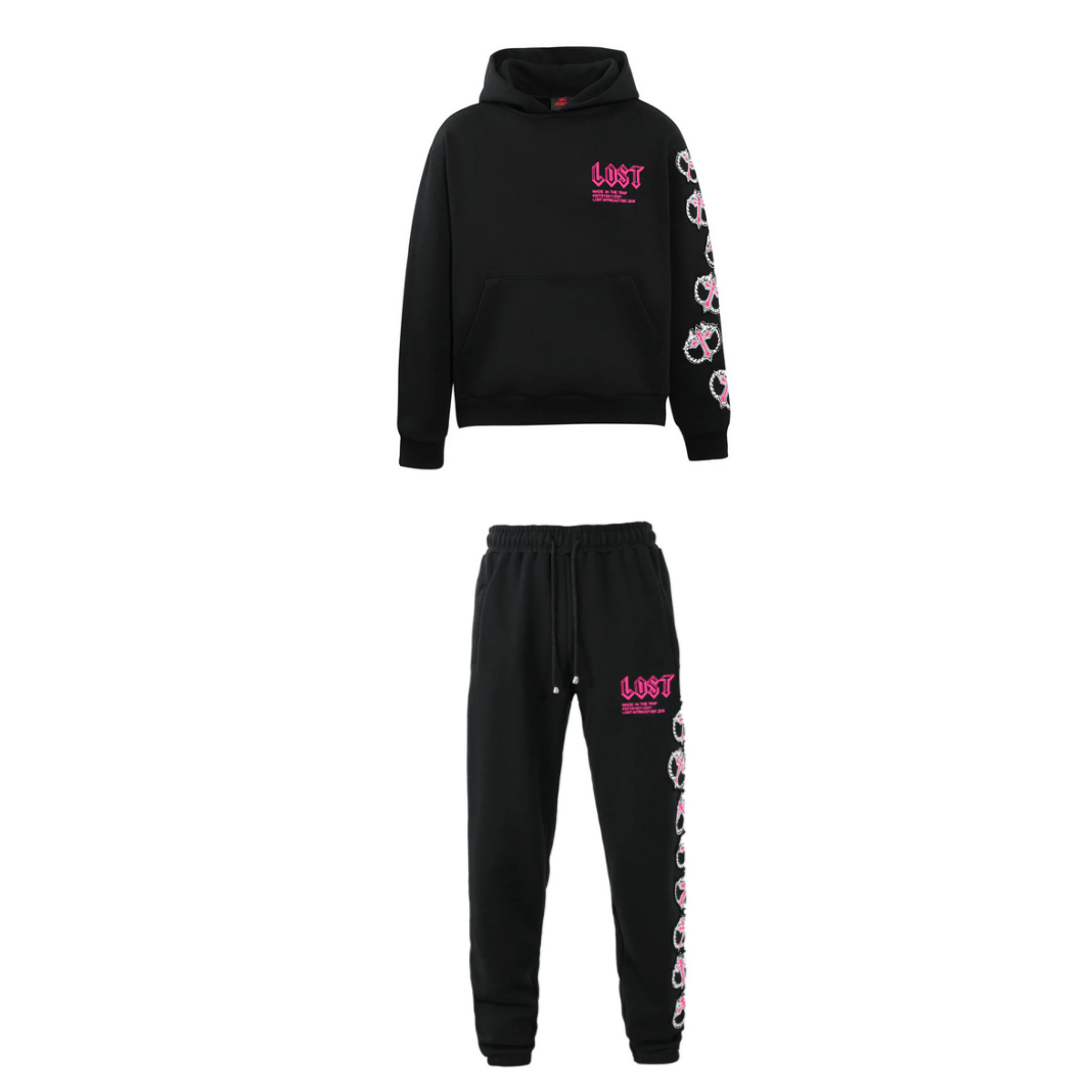 Lost Black/Pink Mitt Sweatsuit - Lucid Soles