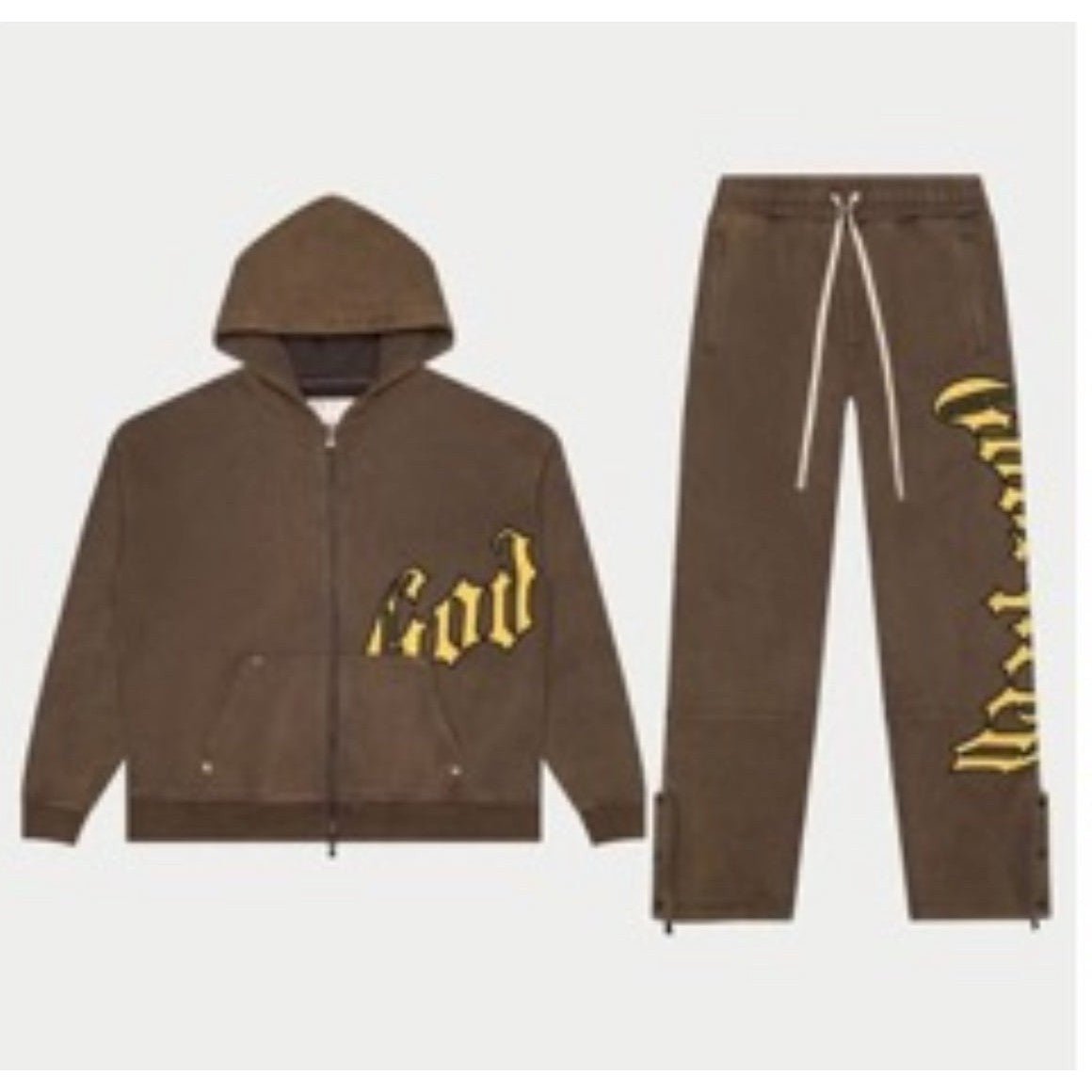 GODSPEED OG Logo Sweatsuit V2 (Washed Charcoal/Yellow) - Lucid Soles