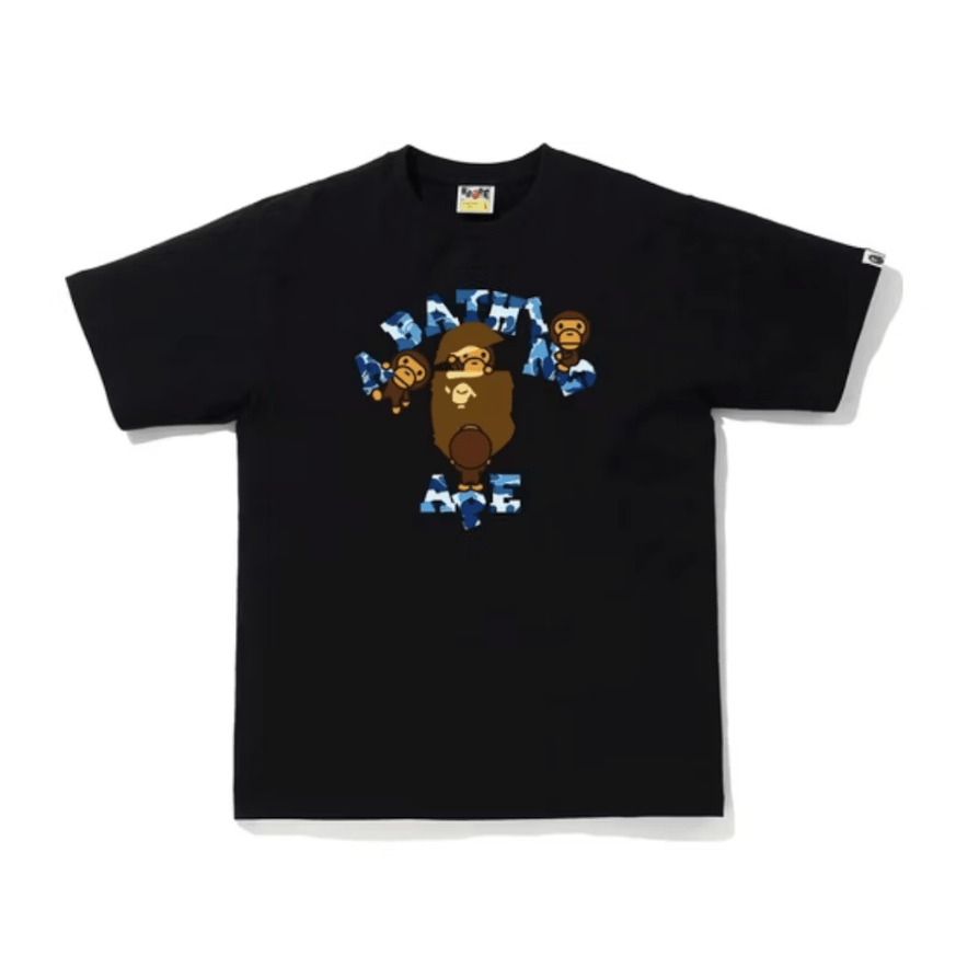 BAPE CHECK COLLEGE MILO TEE (Black/Blue) - Lucid Soles