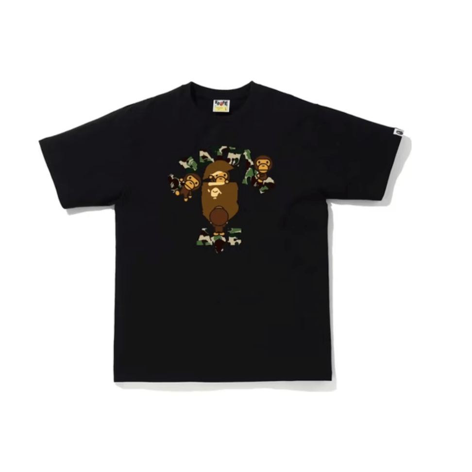 BAPE CHECK COLLEGE MILO TEE (Black/Green) - Lucid Soles