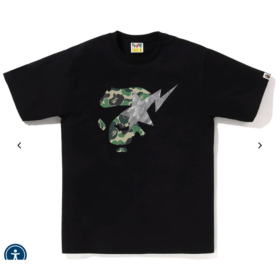 BAPE ABC CAMO APE FACE STA TEE (Black/Green) - Lucid Soles