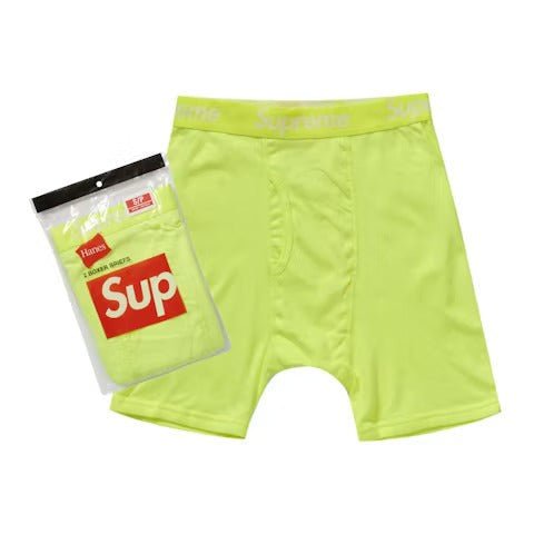 Supreme Hanes Boxer Briefs (2 Pack) Fluorescent Yellow - Lucid Soles