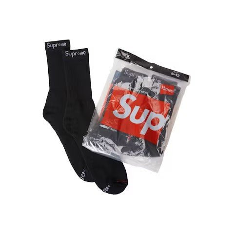 Supreme Hanes Socks (4 Pack) Black - Lucid Soles
