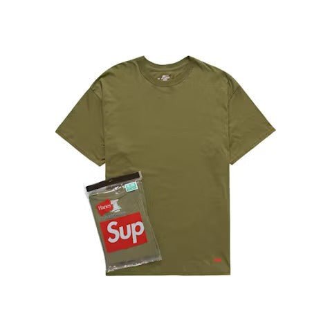 Supreme Hanes Tagless Tees (2 Pack) Olive - Lucid Soles