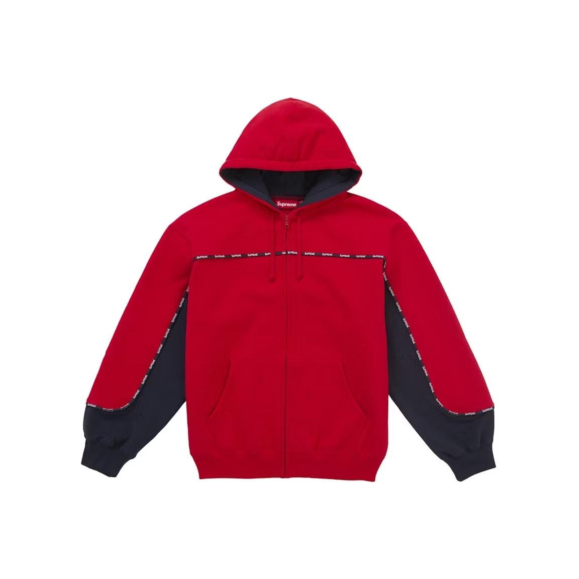 Supreme Piping Zip Up Hooded Sweatshirt Red - Lucid Soles