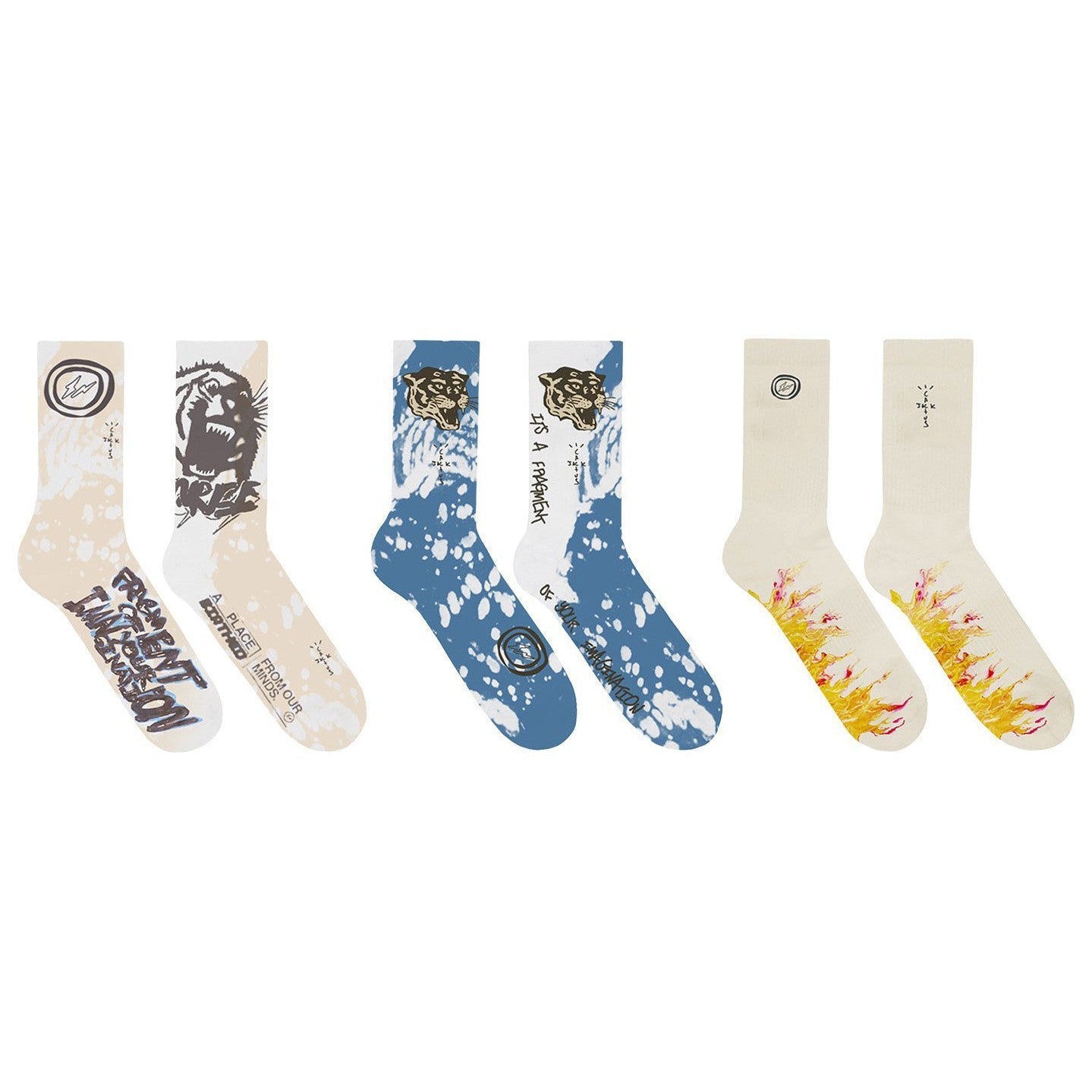 Travis Scott Cactus Jack For Fragment Socks (3 Pack) Multi - Lucid Soles