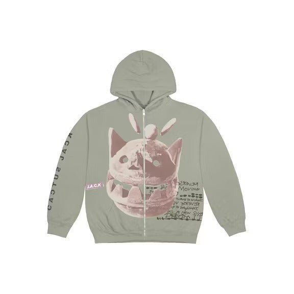 Travis Scott New Sight Zip Up Hoodie Olive - Lucid Soles