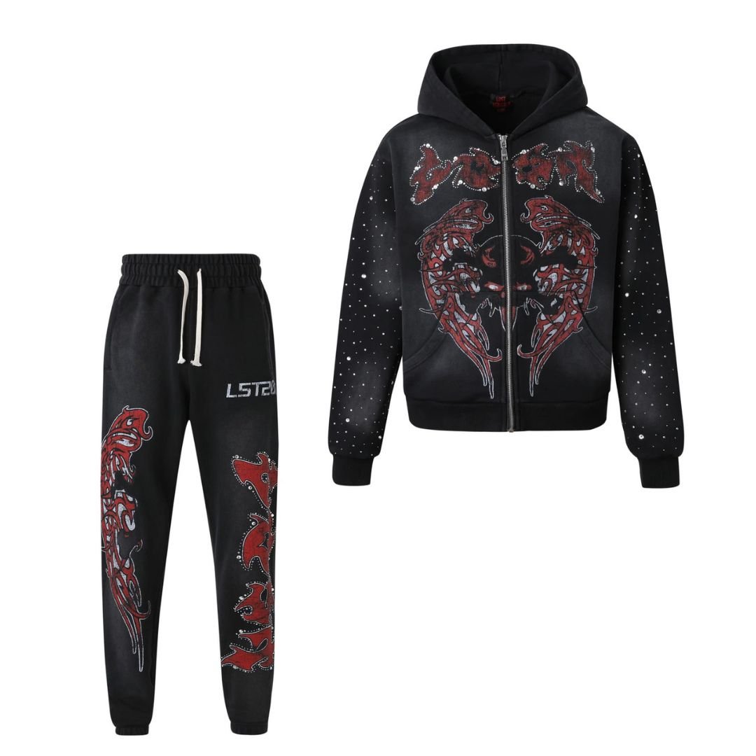 LOST Evil Wing Zip Up Hoodie And Sweatpants (Full Set) - Lucid Soles