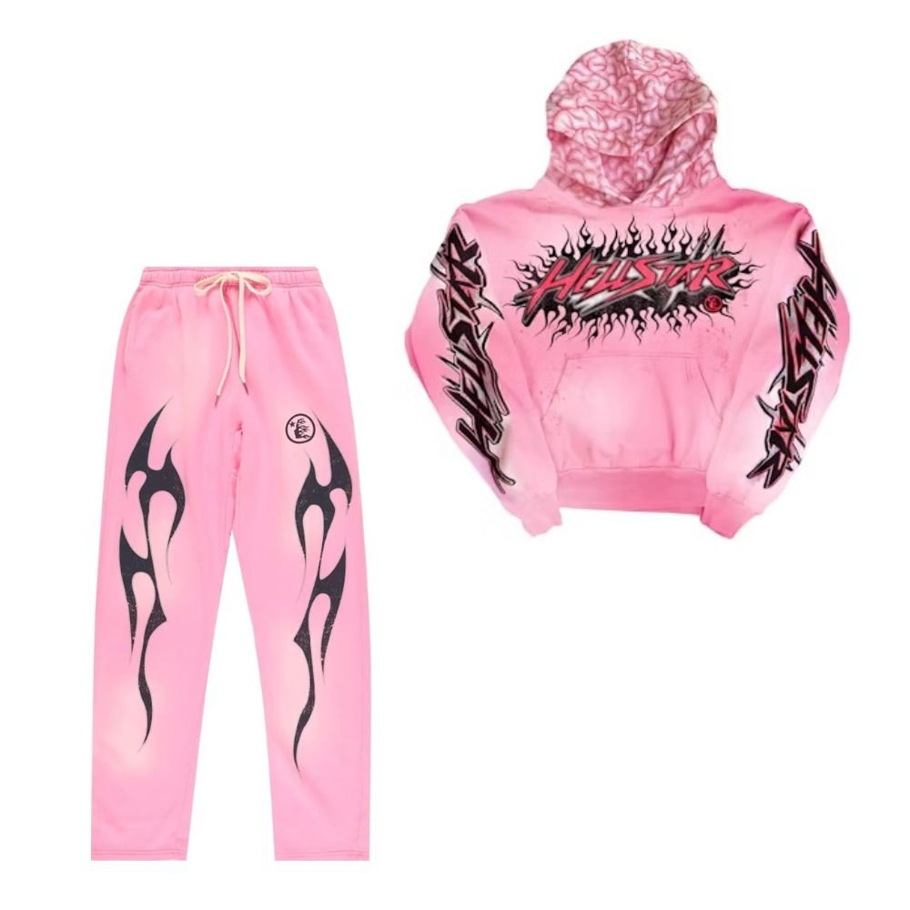Hellstar Brainwashed With Brain Hoodie with Sweatpants Pink (Full Set) - Lucid Soles
