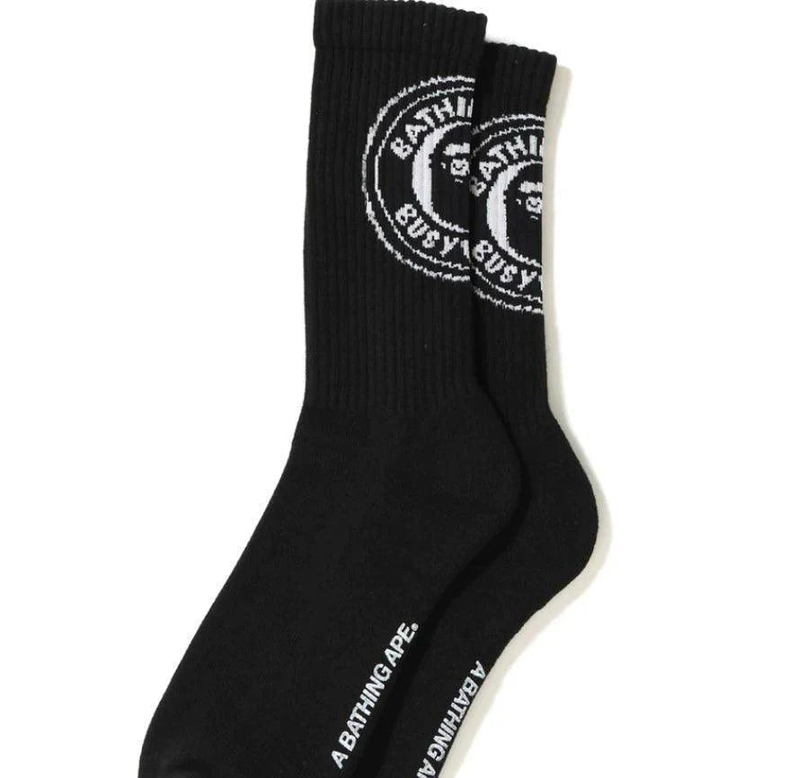 BAPE Ape Black Socks White Circle Logo