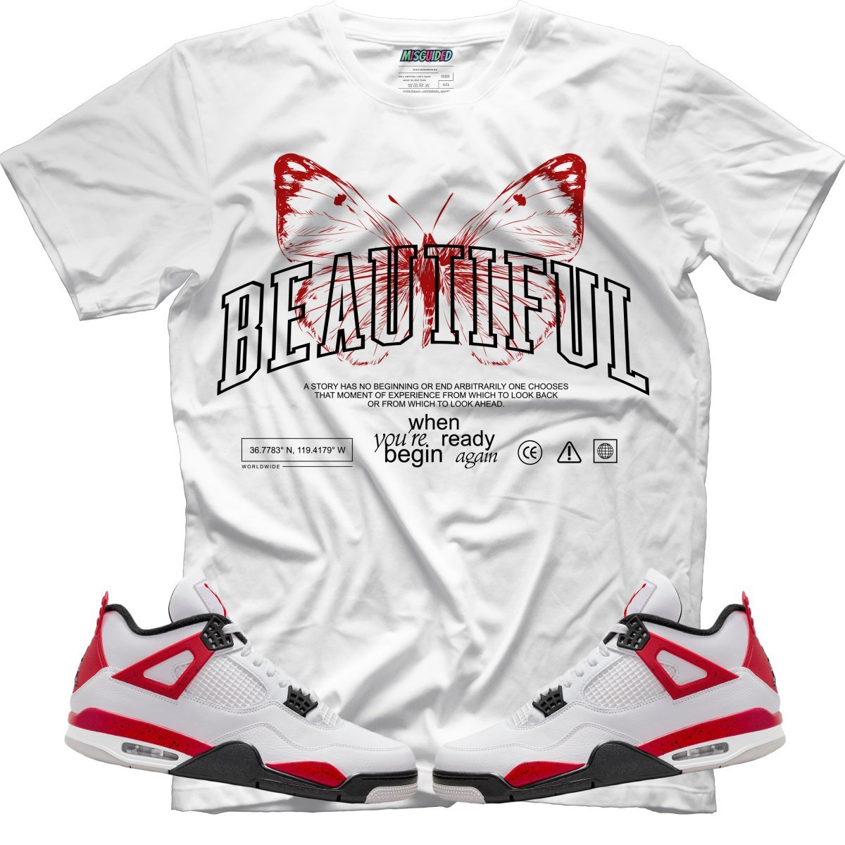 Beautiful (Air Jordan 4 Red Cement) T-Shirt - Lucid Soles