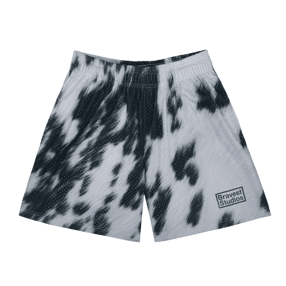 Bravest Studios Cow Print Shorts Black - Lucid Soles