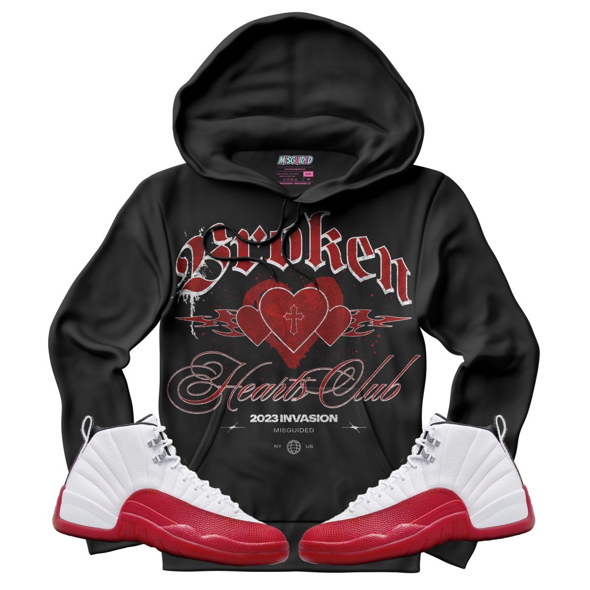 Broken Hearts Club (Air Jordan 12 Cherry) Hoodie - Lucid Soles