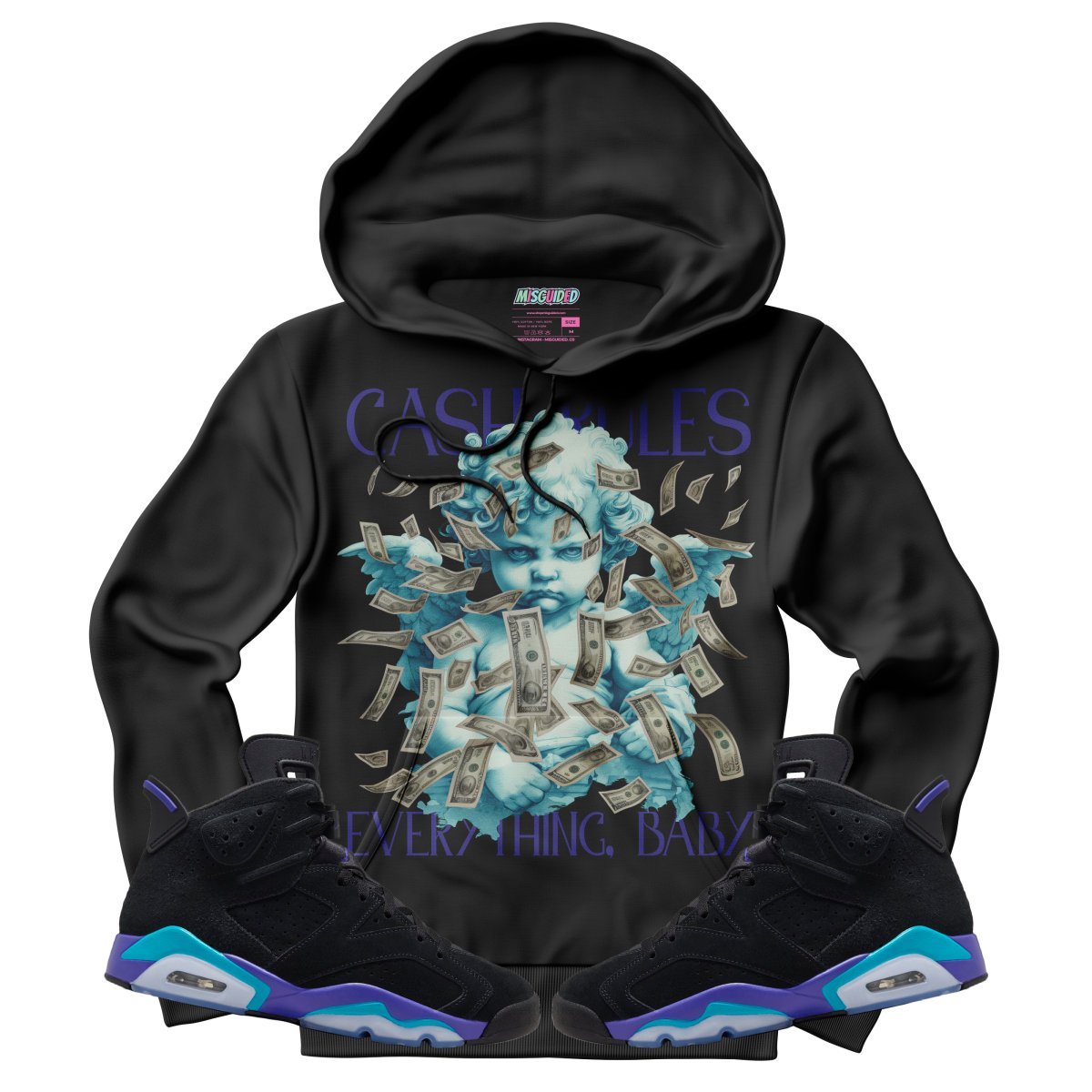 Cash Rules (Air Jordan 6 Aqua) Hoodie - Lucid Soles