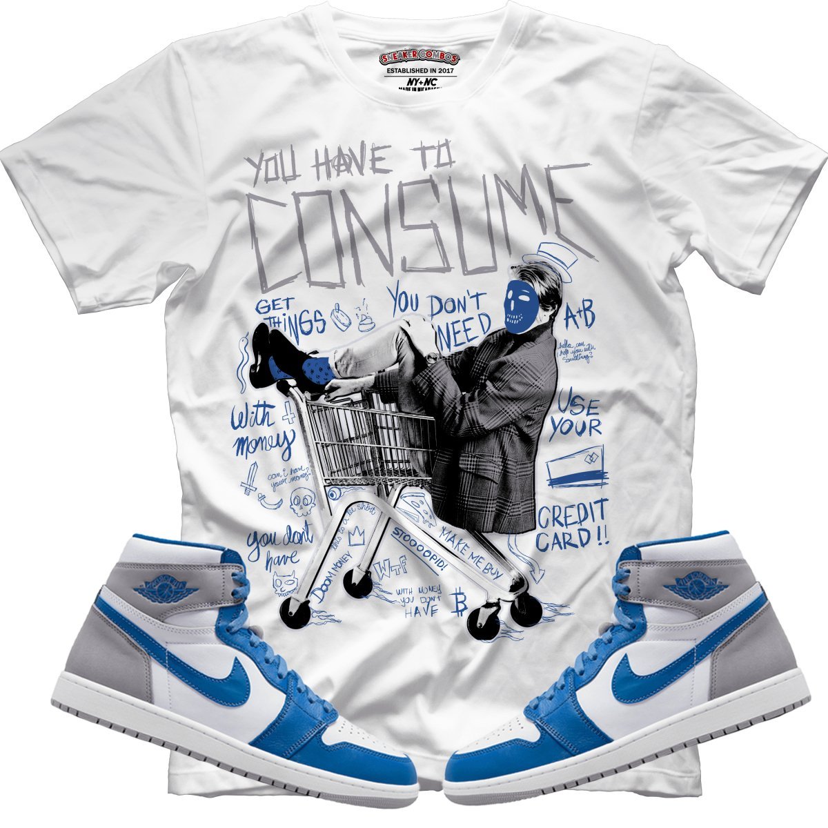 Consume Me (Retro 1 True Blue) T-Shirt - Lucid Soles