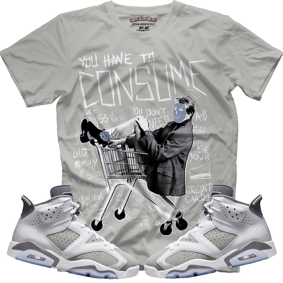 Consume Me (Retro 6 Cool Grey) T-Shirt - Lucid Soles