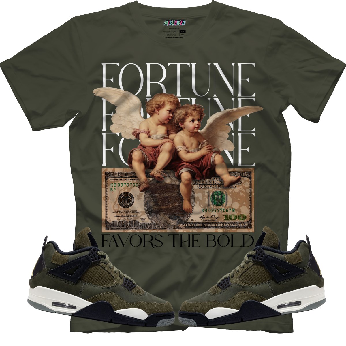 Fortune Favors The Bold (Air Jordan 4 Craft "Olive") T-Shirt - Lucid Soles