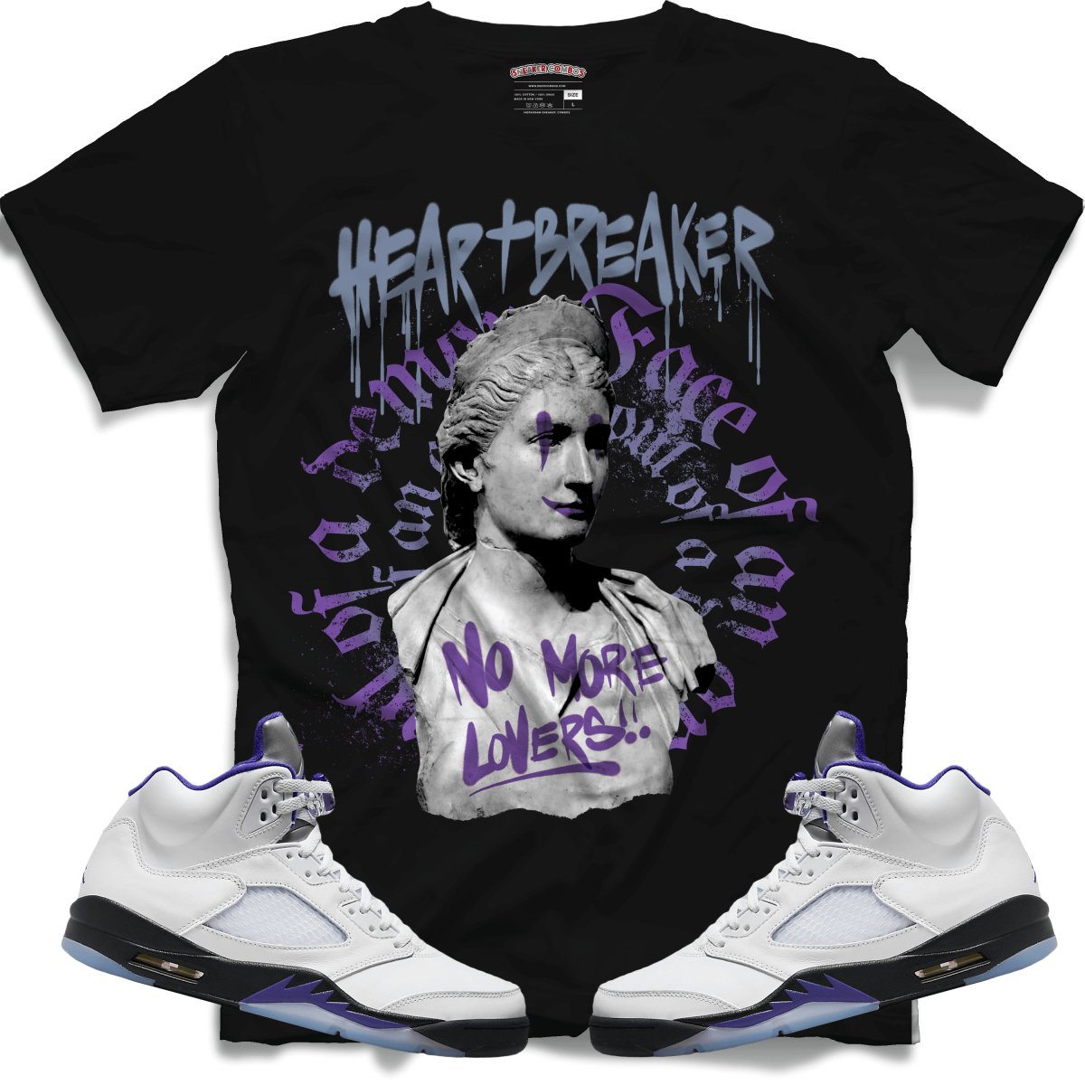 Heart Breaker (Retro 5 Concord) T-Shirt - Black - Lucid Soles