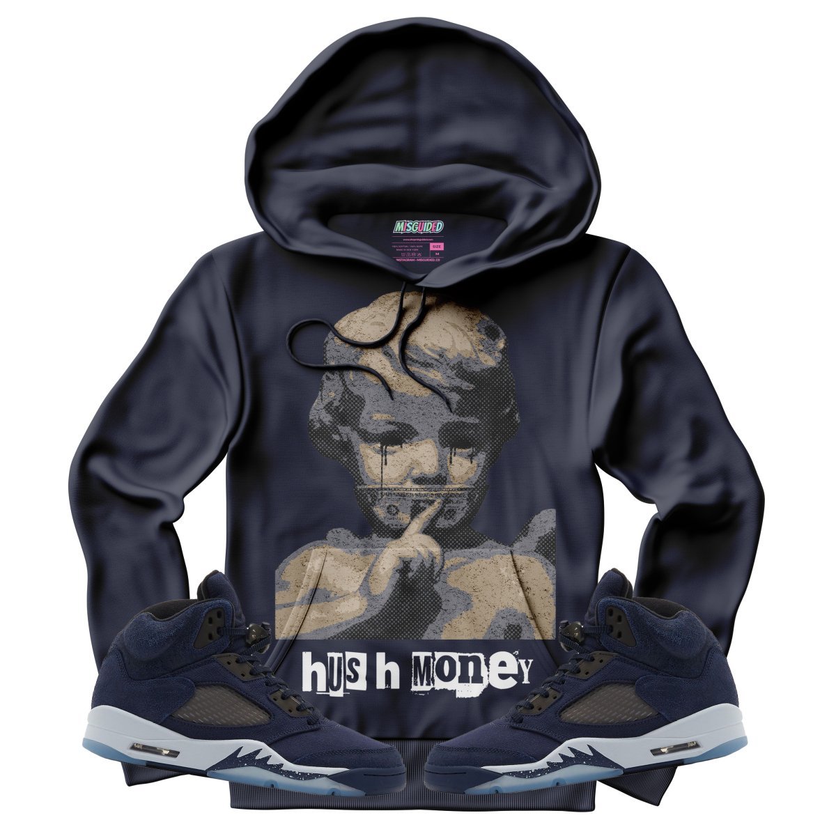 Hush Money (Air Jordan 5 Midnight Navy) Hoodie - Lucid Soles