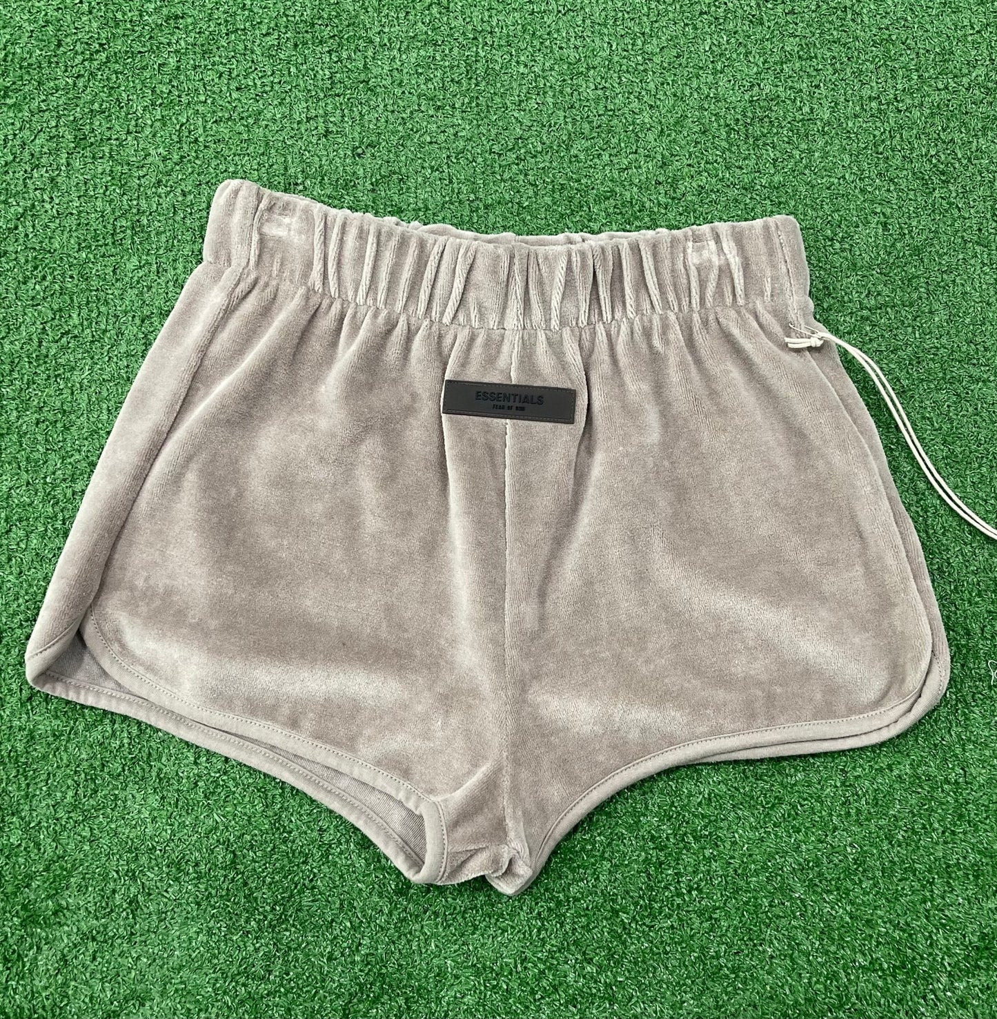 Fear of God Essentials Women's Velour Beach Short Desert Taupe - Lucid Soles