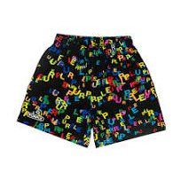 Purple Brand Polyester All Round Multi Letters Shorts - Lucid Soles