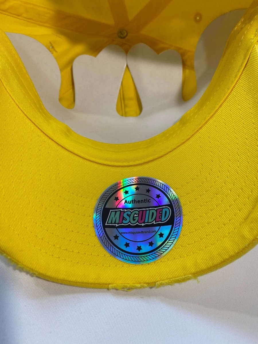 Misguided Distressed Dad Hat - Yellow - Lucid Soles