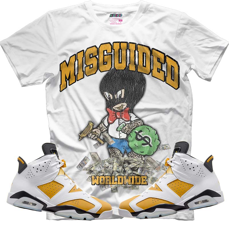 Misguided Money Man (Air Jordan 6 Retro Yellow Ochre) T-Shirt - Lucid Soles