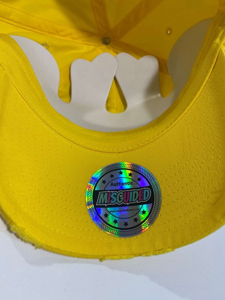 Misguided (Retro 1 Taxi) Distressed Dad Hat - Yellow - Lucid Soles