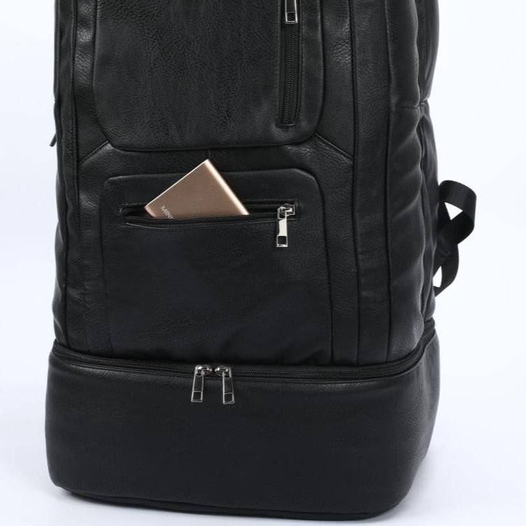 Black Leather Patented Carry - on Bag (XL Design) - Lucid Soles